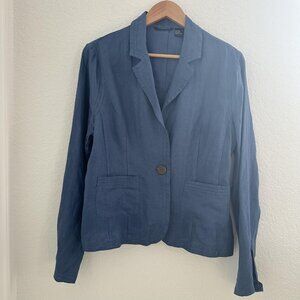 Autograph Blazer Womens 14 Blue 100% Linen Unlined Lightweight One Button Office
